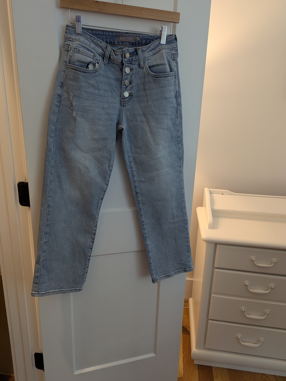 Just USA Light Blue High-Rise Cropped Button-Fly Jeans